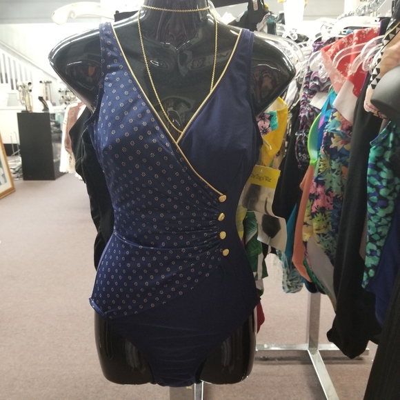 NWT dead stock vintage navy and blue bikini S/M - Picture 2 of 15